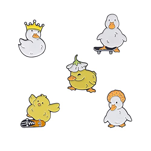 ROFARSO Cole Duck Enamel Lapel Pin Set Cartoon Animal Pin, Accessory for Backpacks Clothing Bags Hats Shirts (5piccs pin set)