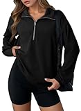 Dokotoo Womens Sweatshirt Waffle Knit Long Sleeve Zip Up Casual Sweatshirts Lightweight Soft Pullover Sweater Tops Comfy Fall Fashion Thanksgiving Outfit Clothes Trendy 2025 Plus Size Black Large