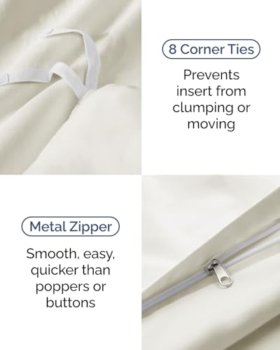 Image of Duvet Cover Twin /Twin XL Size Set - Extra Soft Twin /Twin XL Duvet Cover 68 inch x 90 inch with 1 Pillow Sham for Women, Men, Kids & Teens - Comfy, Easy-Care & Fade Free with Zipper Closures and Ties (Ivory)