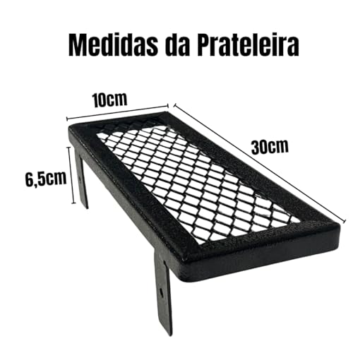 LAURINDO'S, Kit 3 Prateleiras Grade 10x30cm Urbano Estilo Industrial