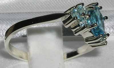 925 Sterling Silver Real Genuine Blue Topaz Womens Band Ring3