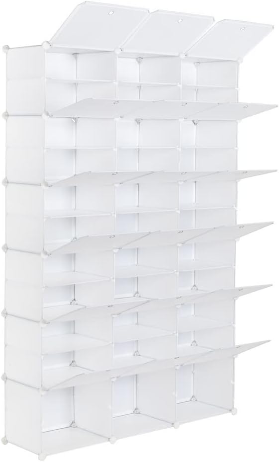 Portable Shoe Rack Organizer 72 Pair Tower 6 Tiers Shoe Rack for Entryway Shelf Storage Cabinet Stand for Heels Boots Slippers Cabinet Narrow Standing Stackable Space Saver Shoe Rack Black