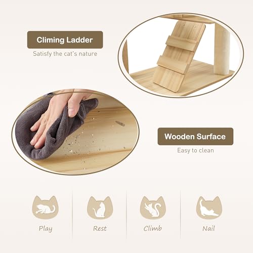 Torre para gatos madera moderna 46.5 pulg con juguete miniatura 5