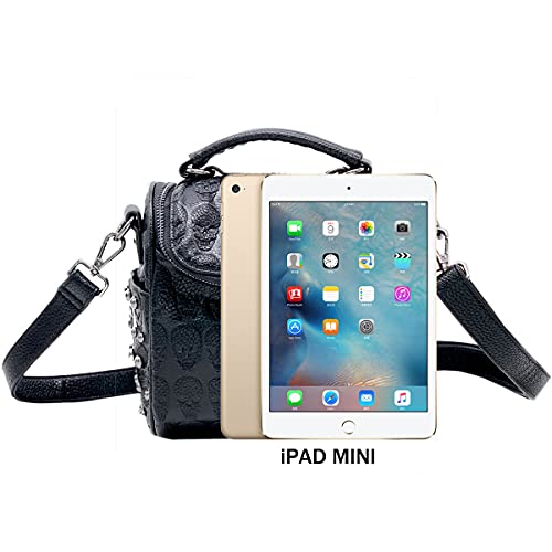 XingChen Women Studded Skull Gothic Crossbody Shoulder Bag Travel Leather Small Handbag Cellphone Purse3
