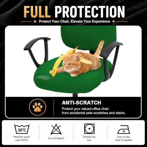 Image of Super Stretchable Desk Office Chair Seat Covers - Universal Spandex Computer Chair Slipcover - 180GSM Washable Rotating Backrest Coverings & Cushion Protectors for Dogs, Cats, Pets