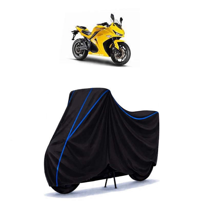 Image of Scooty Cover Water Resistant for e-Bike Thunderbolt | Universal Scooter & Bike Cover | Heavy Duty UV Dust, Rain & Scratch Protection | Elastic Fit All Weather Indoor Outdoor | Black with Blue Piping