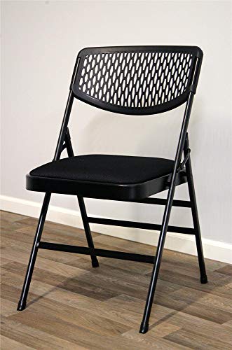 Image of Cosco Products COSCO Ultra Comfort Commercial Fabric and Resin Mesh, Gray, 4-Pack Folding Chair, 4 Pack, Black