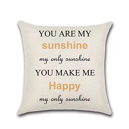 NEW BARLEY Happy Halloween Pillows Decorative Throw Pillow Covers 18x18 for Vintage Wood Background Home Sofa Decor (You are My Sunshine)
