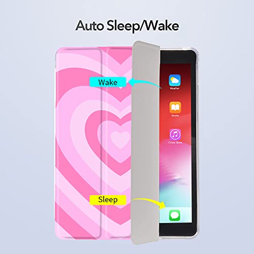 Idocolors Pink Love Heart Pad Case Anti-Scratch Shockproof With Pencil Holder Trifold Stand Case For Ipad 6Th Generation(Model Number A1893 A1954)/5Th Generation(Model Number A1822 A1823) #TOP2