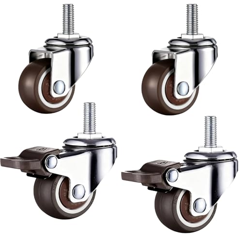 Tadpolez 4 Ruedas Giratorias para Muebles M8x15mm  Ruedas Pequeñas de Goma TPE Flexible, Antideslizantes para Muebles Pequeños, Mesas de Centro, Dispositivos (Interior/Exterior)