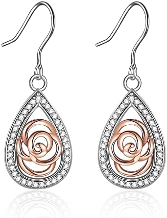 UCADRIT Sterling Silver Mushroom /Celtic Knot /Black Rose/Peace Sign /Dangle Drop Earrings Jewellery Gifts for Women Girls