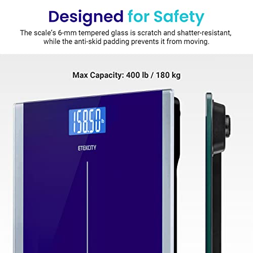Image of Etekcity Scale for Body Weight, Bathroom Digital Electric Scale for People, Measures Weight up to 400 lbs, Blue (Pack of 5)