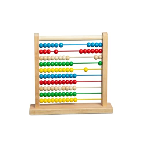 Image of Melissa & Doug Abacus Classic Wooden Toy with 100 Beads - Preschool Learning Activities and Math Games for Kids, Homeschool Essentials for Ages 3+ (Pack of 6)