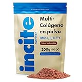 Incite Nutrition Multi Colágeno en Polvo Sabor Chocolate 200 g. Colágeno Tipo 1, 2, 3 y 5. Suplemento para la Piel, las Articulaciones, los Huesos, el Cabello, las Uñas y la Recuperación Muscular.