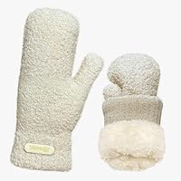 Fäustlinge Damen, Handschuhe Damen Winter Fleece Winterhandschuhe, Flauschige Warme Arktischer Samt Fausthandschuhe Handschuhe,Skihandschuhe Thermohandschuhe Draußen Geschenke für Frauen (Beige)