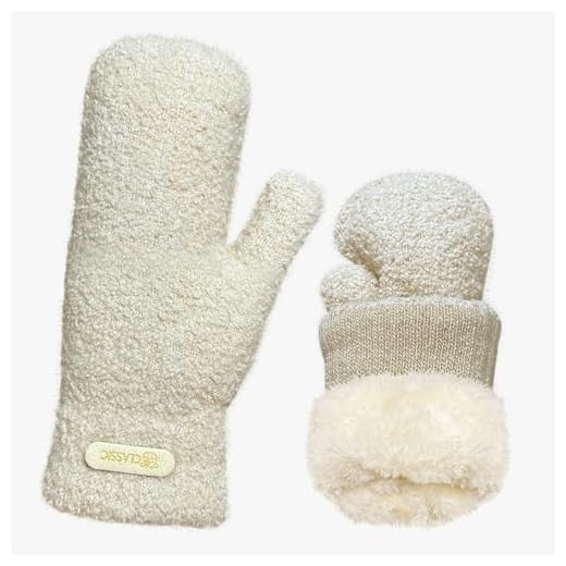 Fäustlinge Damen, Handschuhe Damen Winter Fleece Winterhandschuhe, Flauschige Warme Arktischer Samt Fausthandschuhe Handschuhe,Skihandschuhe Thermohandschuhe Draußen Geschenke für Frauen (Beige)
