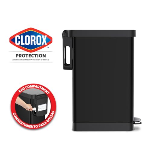 image for Glad Slim Trash Can with Clorox Odor Protection - Narrow Kitchen Garba