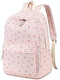 LEDAOU Kids Backpack for Girls Backpacks with Lunch Box, Lightweight Bookbag Set Elementary Middle School Back pack for 8-14, Pink Bow Checkered, L, School - Image 9