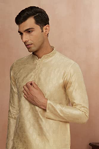 Image of Manyavar Men's Art Silk Jacquard Woven Ethnic Kurta Set (2pcs)
