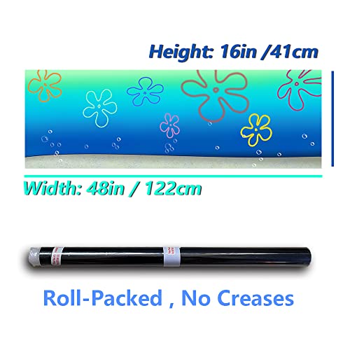 Sb Little Cartoon Underwater Aquarium Backdrop Sticker Bob 16''X48'' (41X122Cm), Fish Tank Background Decorations Hd Printing Simple Wallpaper Pvc Poster (B) #TOP1