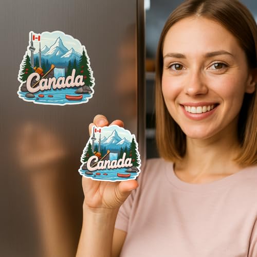 Image of Naxon Canada Country Theme Souvenir Wooden Refrigerator Stylish Fridge Magnet - Fridge Decoration Magnet for Kitchen & Home Decor | Perfect Souvenir Gift | Size 3x3 Inches | Pack of 1