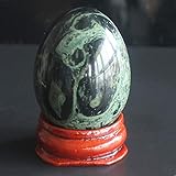 40x30mm Mixed Gemstone Crystal Rose Quartz Egg with Wood Stand Home Decor (kambaba Jasper)