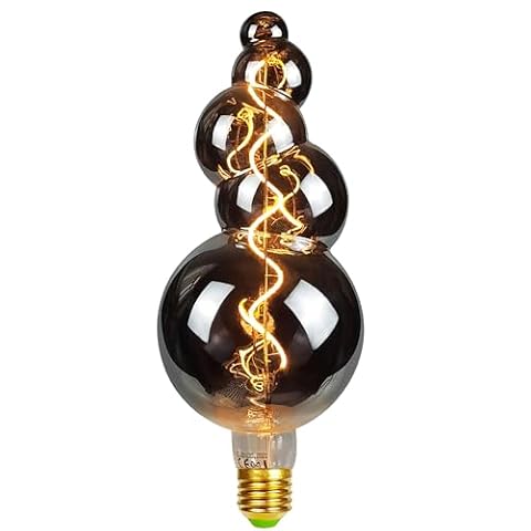 TIANFAN Żarówki LED Vintage 4W Diammable 2000 Kelvin Super Warm Big Globe Żarówka LED 220/240V Edison Śruba E27 Gniazdo Specjalna dekoracyjna żarówka G125 (dym)