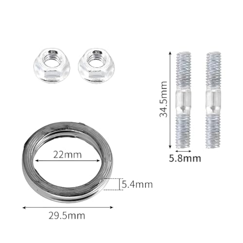 ANBOO Auspuff Dichtungen Set [6 Stück] für Roller 50ccm 2T, Krümmerdichtung + Auspuffdichtung mit Schrauben & Muttern für Yamaha Aerox, Peugeot Speedfight 2/3, MBK, Aprilia SR