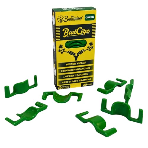 BudTrainer BudClips for Low Stress Plant Training, Green, 20-Pack