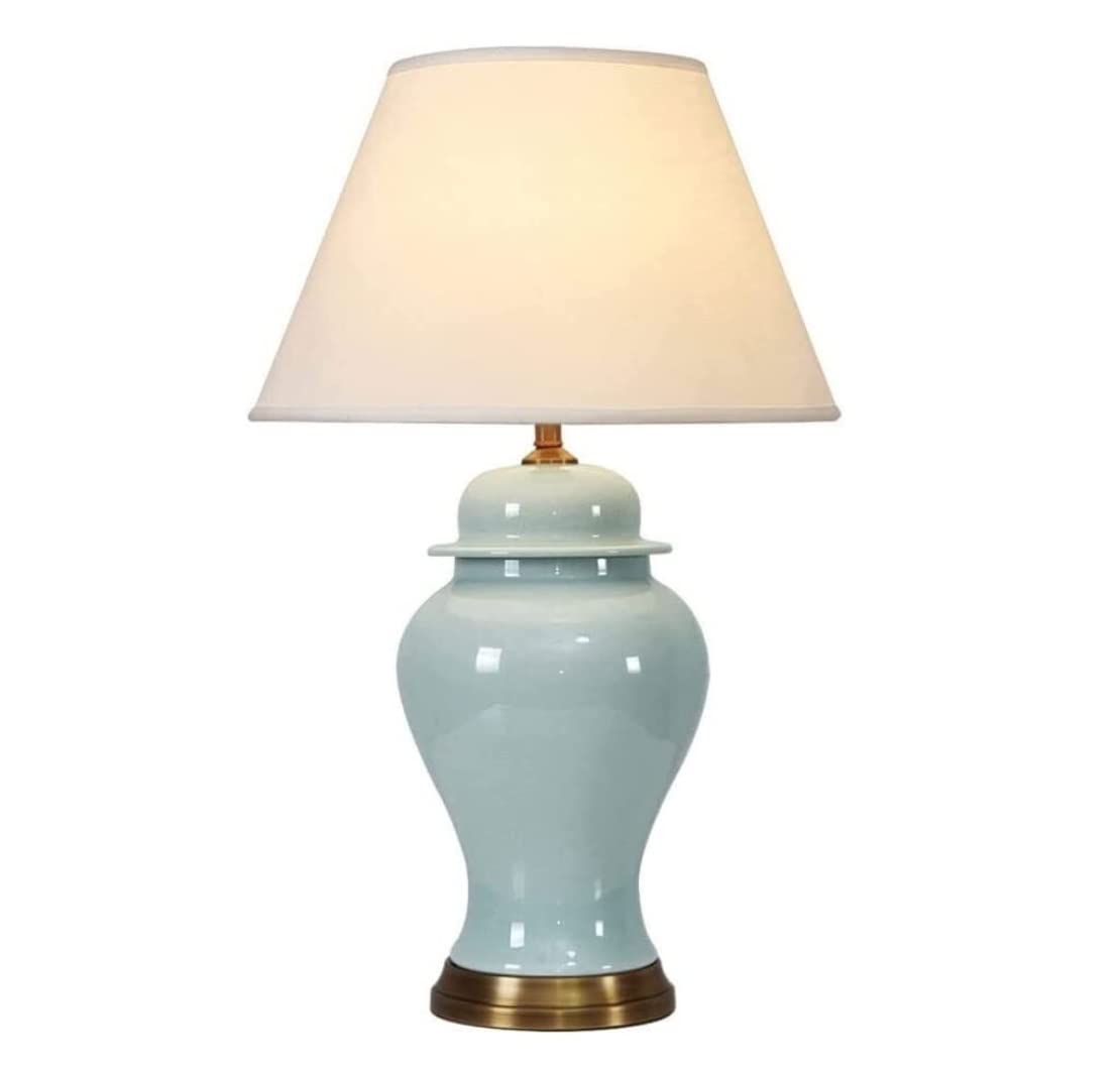 asdchZen Table Lamp Table Lamps For Living Room Blue Porcelain Glazed Table Lamp Bedside Nightstand Lamp For Bedroom Living Room Desk Lamp For Study Room Bedside Lamps Lamp For Be,Button Switch