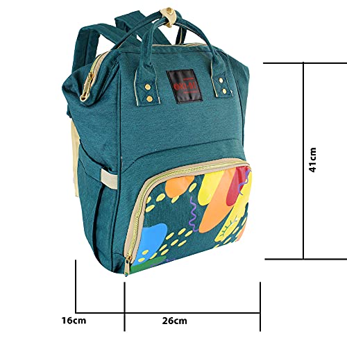 Mochila Bolsa Mamãe Bebê Maternidade Multifunção Bolsos (Colorido/Verde)
