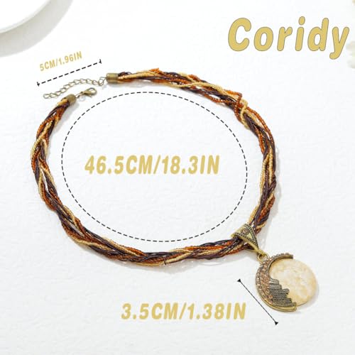 Boho Stone Pendant Necklace Tribal Choker Necklaces Fashion Beaded Jewelry for Women 5