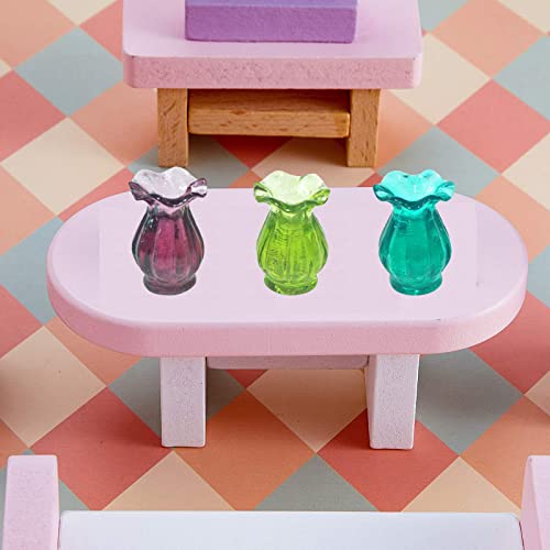 5Pcs Dollhouse Mini Vase Model, Miniature Toy Lace Resin Flower Vase Model Ornaments Decor,Diy Micro Landscape Dollhouse Decoration Accessories #TOP3