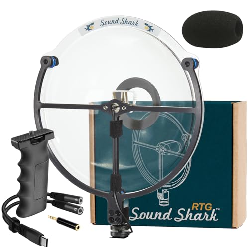 SOUND SHARK Parabolic Directional Microphone (3.5mm TRRS + USB-C Bundle) Professional External Long Range Recording, DSLR Camera, & Smartphone Mic for Birding, Listening, and Shotgun Boom Alternative