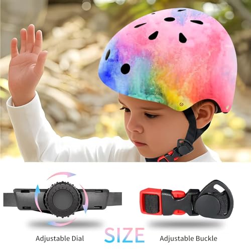 ETEETOW Adjustable Gradient Color Kids/Toddler Bike Helmet for 1-2-3-5-8-14 Years Boys Girls,Skateboard Helmet with Knee and Elbow Pads Wrist Guard Roller Skates,Cycling,Skating Scooter Longboard