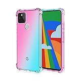 HUANGTAOLI Funda para Google Pixel 5a 5G, Gradiente Vistoso Transparente Cristal TPU Carcasa Estuche, Antigolpes Case Cover de Ultradelgado Flexible Suave Silicona Bumper