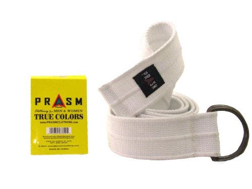 Prasm Mens Womens D-ring Canvas Solid Color Web Belt (White, B: 53