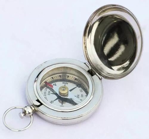 Brújula Náutica de Latón con Botón Pulsador miniatura 1