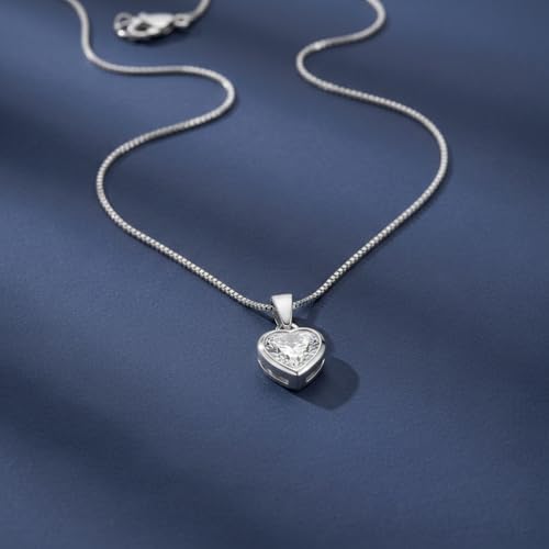 Image of Parnika 925 Sterling Silver Heart Solitaire Zircon Pendant for Women and Girls | Gift for Women n Girls | With Certificate of Authenticity | Pendant Only | Locket|