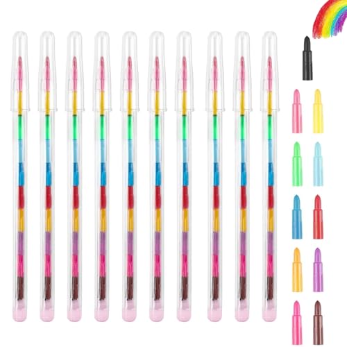 QttvbTna 20 lápices de cera apilables, 11 colores, lápices de colores para niños, seguridad y no tóxicos, lápices de colores para niños, juguetes para niños, pintura, regalo, oficina, suministros