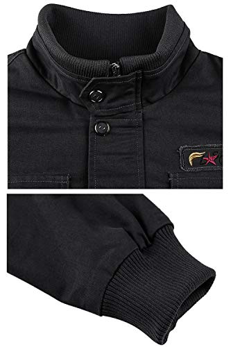 Tacvasen Men's Jackets-Military Cotton Bomber Cargo Casual Coats Outwear (Black L) #TOP4