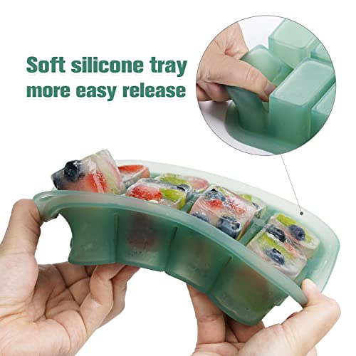 Haakaa Silicone Freezer Tray,Ice Cube Trays With Lid,Perfect For Baby Food And Breast Milk Freezer, Vegetable & Fruit Purees,8 X 1.4 Oz, Pea Green #TOP4