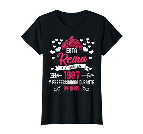 Mujer Regalo de Cumpleaños 34 Años Hecho en 1987 mujer de 34 años Camiseta