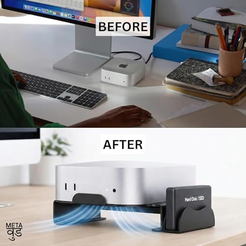 Image of Desktop Mount for Mac mini M4 & M4 Pro | Airflow Design & Quick Power Button Access | SSD Holder | Cable Organiser | Mac mini Stand 2026 (Black)