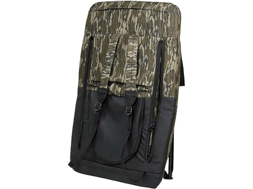 Image of Muddy Deluxe Stadium Bucket Chair - Mossy Oak Bottomland Camo 5-Gallon Bucket Seat with Armrests, Padded Backrest, 3 inch Cushion, Backpack Straps & Hunting Comfort Chair
