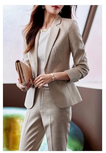 Image of Women's Suit Blazer 3 Piece Office Business Casual Single Breasted Blazer Jacket Pant and Canny Set