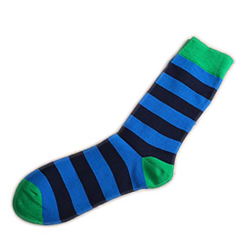 5 Pack Mens High Tube Socks with Striped Cozy Colorful Cotton Fun Novelty Dress Socks, Dark Blue2
