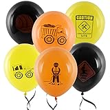 36 Construction Balloons 12” Latex Balloon Yellow and Black Construction Zone Builder Balloon For Kids Birthday Party Favor Supplies Decorations by Gift Boutique