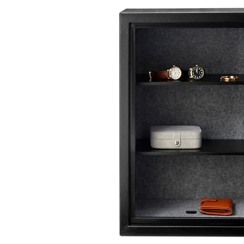 Amazon Basics Fire Resistant Security Safe with Programmable Electronic Keypad, Secure Valuables and Important Documents, 16.93"W x 13.8"D x 25.98"H, 2.1 Cubic Feet, Black