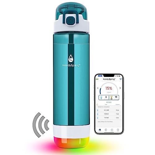 HANDYSPRING,Intelligente Wasserflasche mit Erinnerung, Wasser zu trinken – Lichter und Sound Hydrate Glow Flasche 750 ml, intelligente Trinkerinnerung, motivierende Wasserflasche (grün)